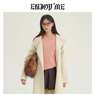 粉色圆领套头针织毛衣女秋新款 ENJOYME商场同款 软糯百搭打底上衣