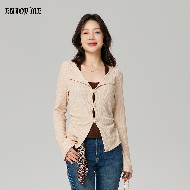 ENJOYMEV领杏色显瘦针织开衫图片