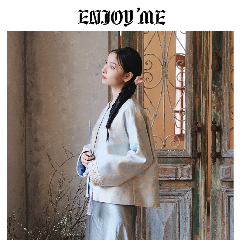 ENJOYME新中式宋锦提花盘扣外套
