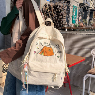 韩系卡通帐篷图案书包女初高中生高颜值双肩包可爱轻便大学生背包
