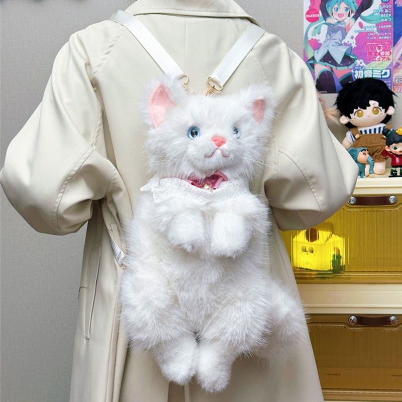 可爱毛绒小猫咪双肩包女生高颜值布偶猫背包萌宠玩偶书包生日礼物
