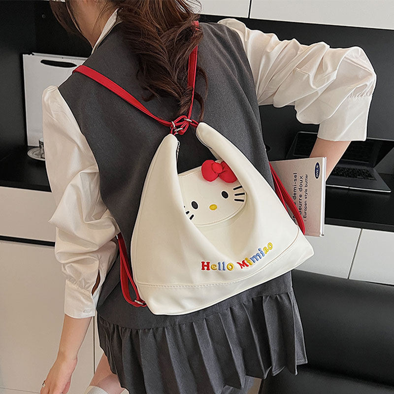 可爱卡通KT猫双肩包女高级感单肩斜挎通勤托特包百搭少女学生背包
