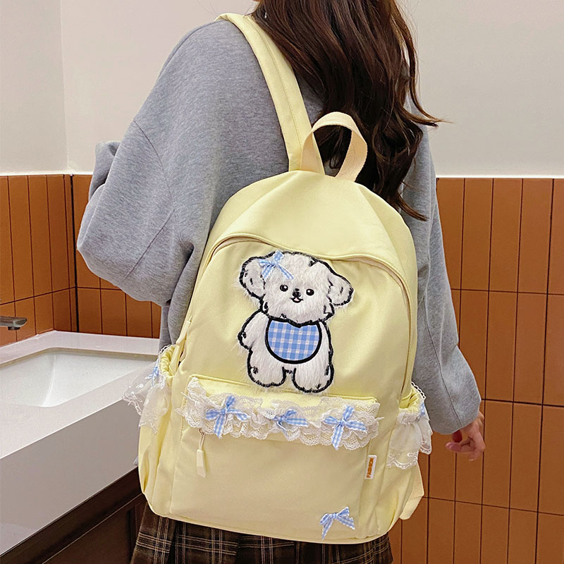 韩系可爱大容量蕾丝小狗双肩包女