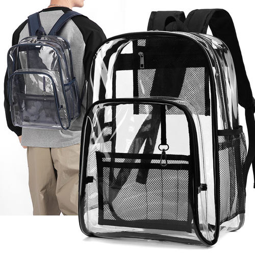 透明加厚PVC防水大容量双肩背包