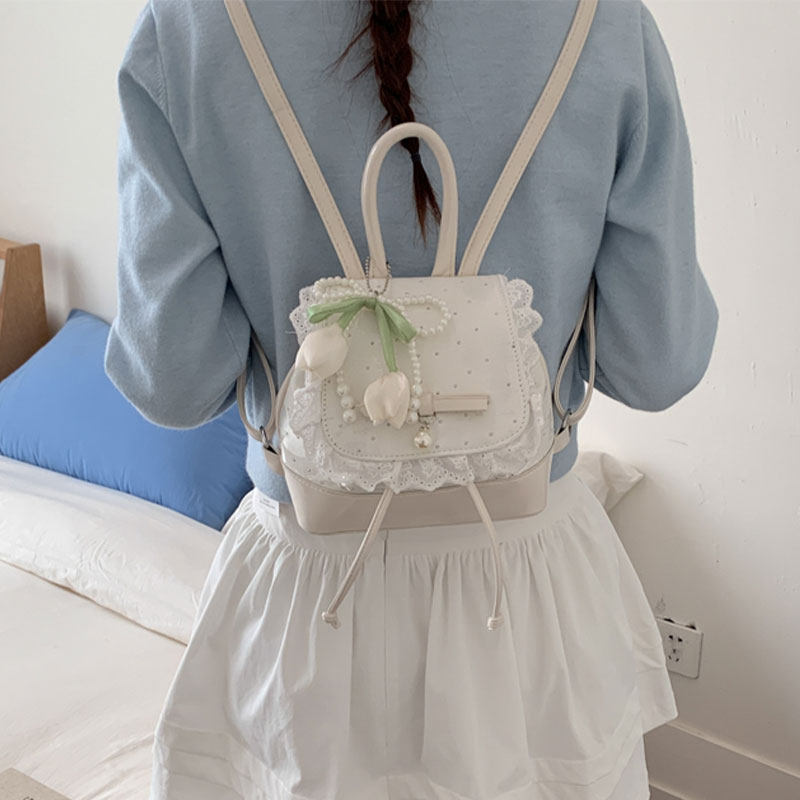 可爱甜美蝴蝶结蕾丝少女感小书包
