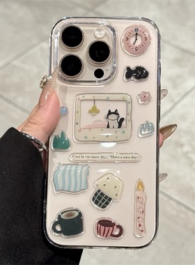 适用三星s25手机壳s24s23s22s21+卡通diy滴胶贴纸s20fe网红超火note20ultra个性创意N10可爱s9s8plus少女U新p