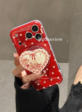 适用vivoy300手机壳y200y100红波点z1y35y36y37摇摇乐磁吸支架y52s/y53s/y55t2卡通y78y76s网红超火y93y77nex