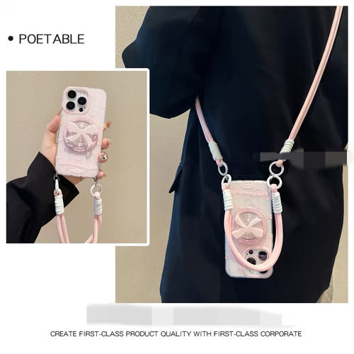 适用iPhone16手机壳15/14苹果x磁吸支架xs可拎手绳13/12斜挎6/7/8plus网红超火11pro小众高级xr少女5s时尚Max