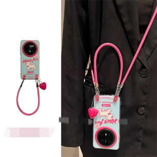 适用vivox200手机壳x100x90x80英文线条狗x70x60x50pro爱心挂件x30x27可拎手绳x20x23x21斜挎mini小众高级S新