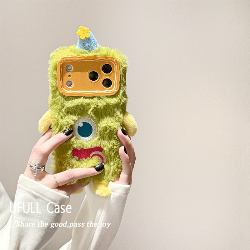 适用华为nova14/13手机壳12/11/10/9/8毛绒茸刺绣独眼怪兽7/6se/5i/4e秋冬20麦芒30网红超火pro可爱2s卡通3新