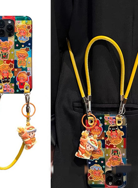 适用三星s25手机壳s24s23s22s21+星星人s20fe挂件note20ultra可背斜挎N10网红超火s9手绳s8plus小众高级U时尚