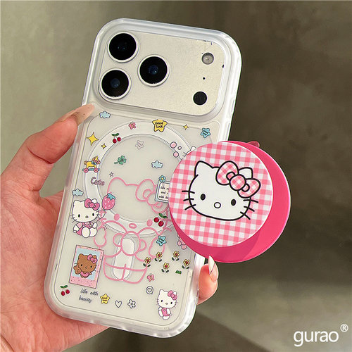 适用iPhone17/16手机壳i15/14苹果x粉线条kt猫xs磁吸支架13/12磨砂肤感6/7/8plus可爱11pro超火xr少女5s新Max