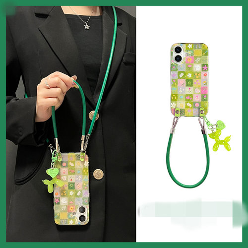 适用一加13T手机壳1+ace5/3绿宫格花朵兔子2V小狗挂件oneplus11/10可背斜挎9pro可拎手绳8R小众高级7t时尚6/5