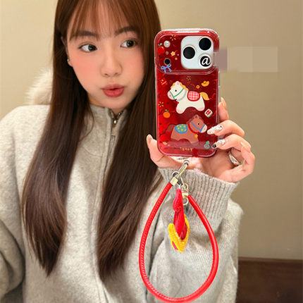 适用opporeno15/14/13手机壳Reno12/11/10/9/8/7两只小马3/6pro+挂件5k可背斜挎4se手绳Ace2新年马年reno高级