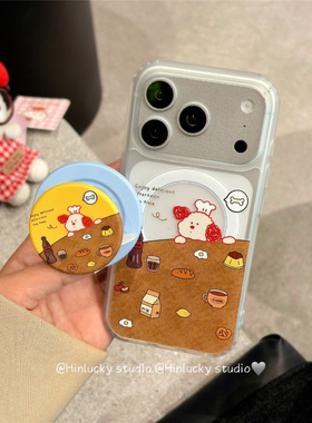 适用oppoA58手机壳A1A2A3A5A6pro烘培小狗a97a96a93a92s磁吸支架a55a57a53磨砂A72a79a77卡通可爱a32A11A35新