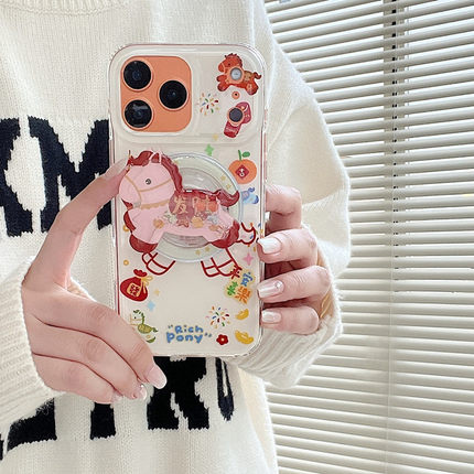 适用opporeno15/14/13手机壳Reno12/11/10/9/8/7发财小马3/6pro+摇摇乐5k磁吸支架4se新年红色Ace2女reno超火