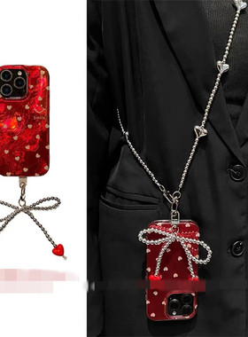 新年红色爱心笑脸适用华为荣耀300手机壳200/100/90/80/70斜挎x60x50畅玩30蝴蝶结v40小众高级magic7轻奢play