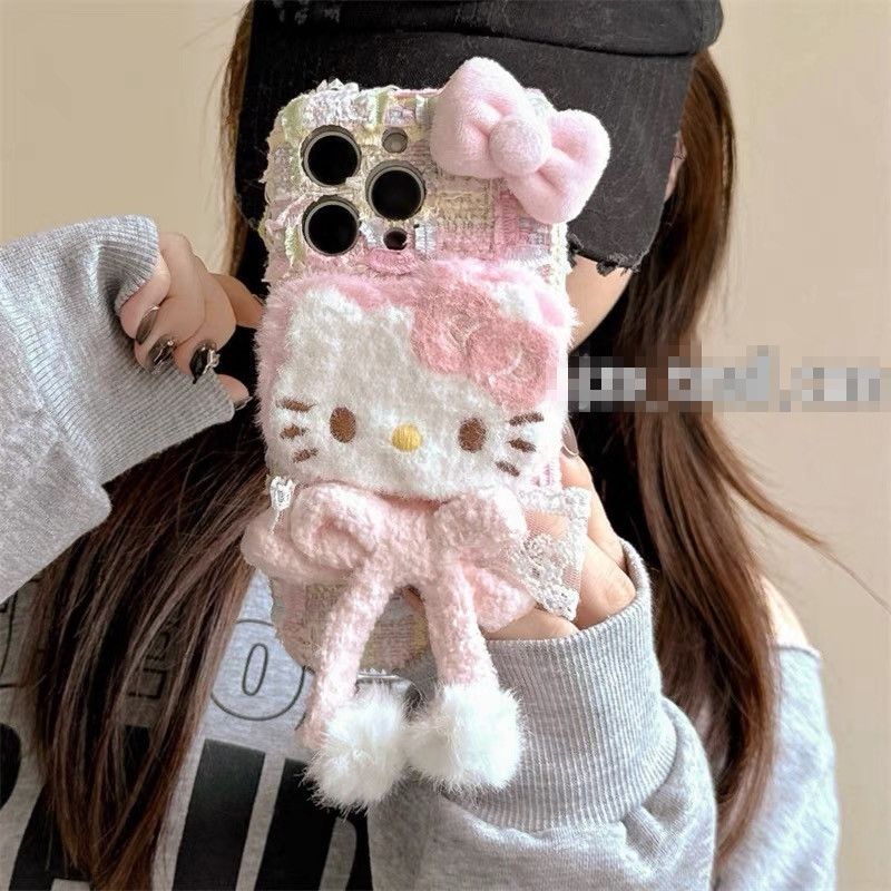 秋冬小香风绒布毛绒KT围巾蝴蝶结