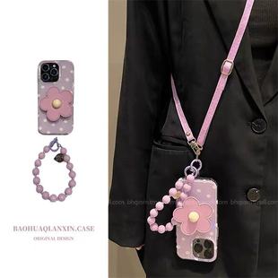8波点N7 3花朵支架A20麦芒30可背斜挎pro链条2s小众高级时尚 温柔 适用华为nova13手机壳12 6se