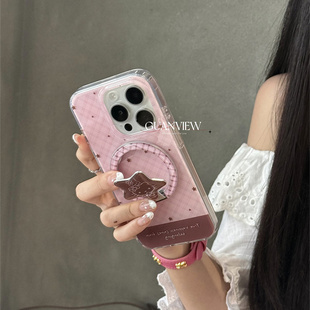 13手机壳12 3星星kt折叠磁吸支架20麦芒30甜酷pro小众高级2s可爱 6se 适用华为nova14 8格纹N7