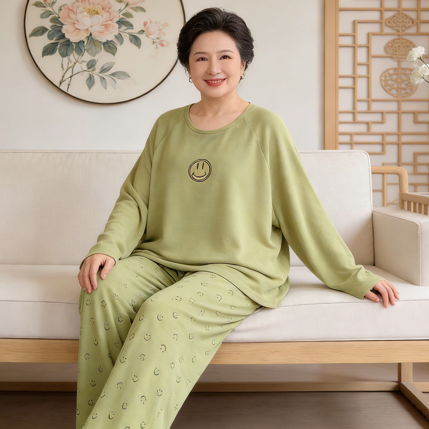 中年大码女装妈妈加肥加大家居服可外穿春秋睡衣200斤中老年套装