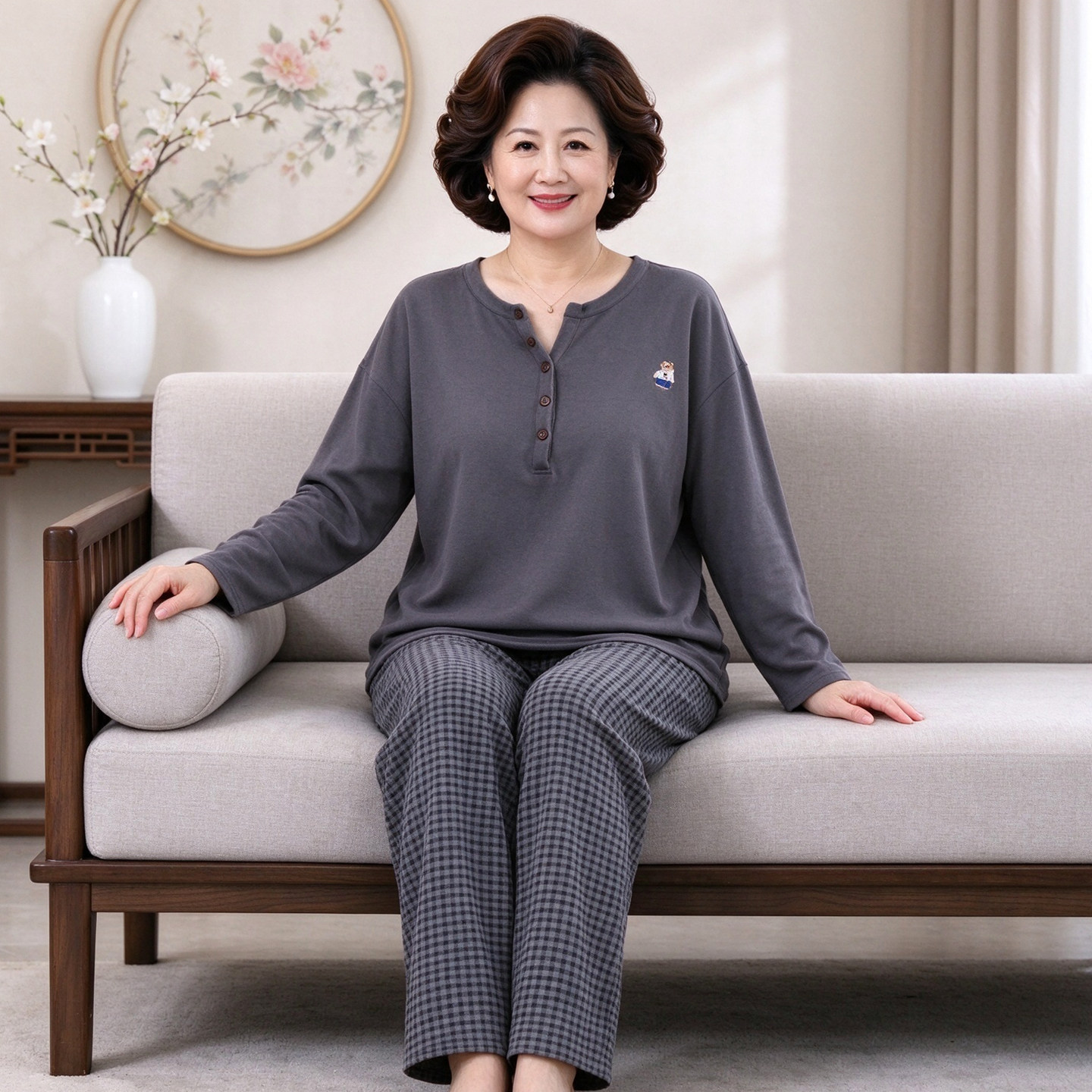 德绒睡衣女大码200斤中老年妈妈秋冬款保暖宽松家居服珊瑚绒薄绒