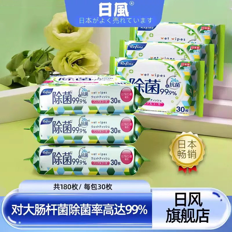日本进口日风消毒湿巾杀菌儿童成人卸妆擦手卫生便携式湿纸巾