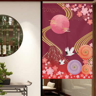 定制日式棉麻对开半截和风隔断帘