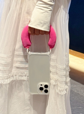 夏日手提腕带适用oppofindx8s+手机壳14Reno13四角可挂12带挂绳11女7简约9高级10透明6防摔2A3保护a5pro外壳G