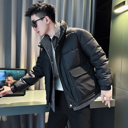 假两件羽绒棉服男冬季潮牌痞帅工装棉衣男款2024新款男士冬装外套