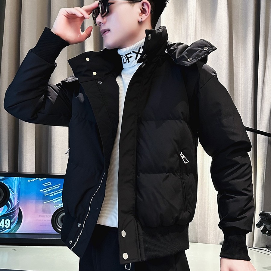 冬季连帽高级棉服男修身潮牌上衣