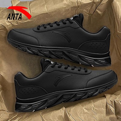 安踏皮面防泼水男士运动鞋子男