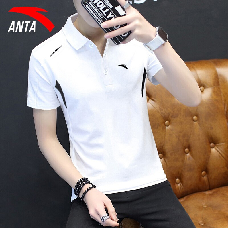 安踏短袖T恤男立领轻薄透气