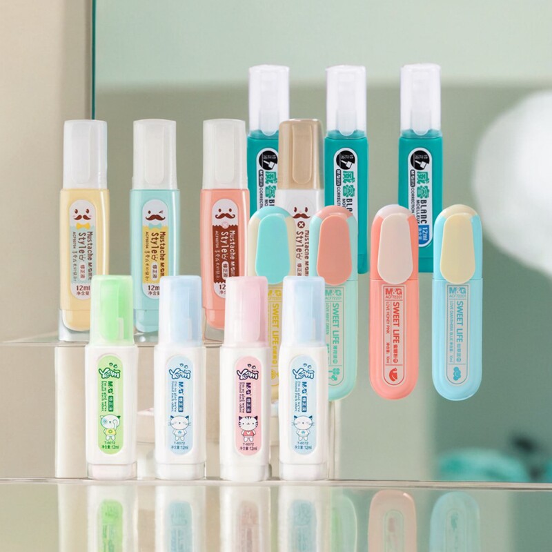 晨光卡通修正液学生办公可爱作业涂改液12ml无毒快干白色修改液