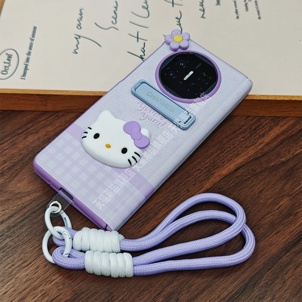 适用华为matex5折叠手机壳新款华为matex6卡通可爱创意vivoxfold5防摔保护oppon5壳膜镂空kt紫色支架挂绳女款,3C数码配件,手机保护套/壳,淘宝优惠券,粉丝福利购,淘宝优惠卷