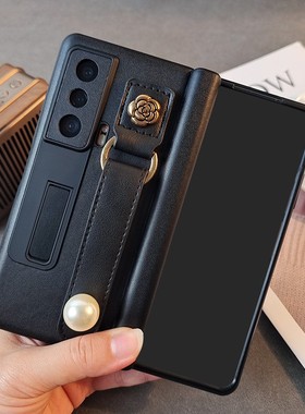 适用荣耀Magic Vs2手机壳中轴铰链全包magicv2新款折叠屏保护壳支架荣耀vs3时尚壳膜一体手腕绳简约防摔外壳