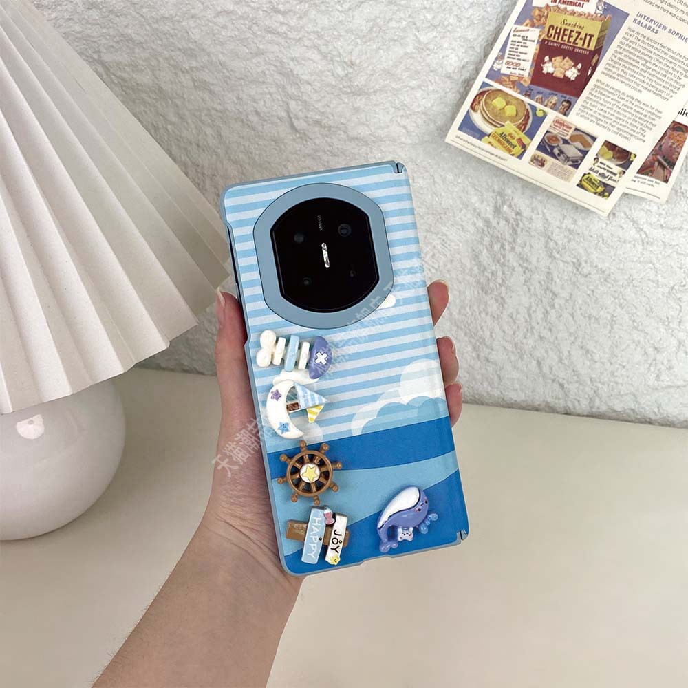 适用于华为matex7折叠手机壳新款x6x5x3中轴磁吸vivoxfold6防摔保护套荣耀v6卡通创意铰链全包n6支架挂绳