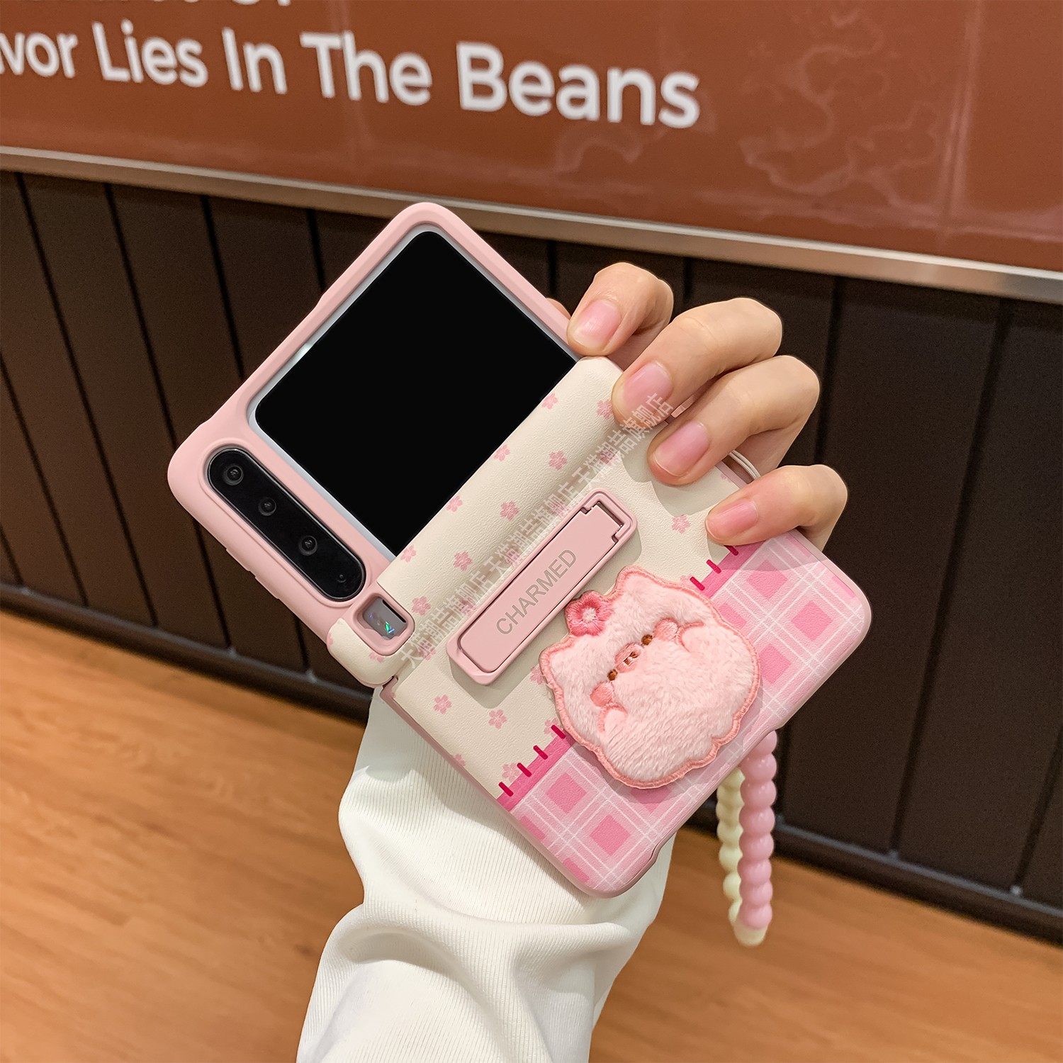 适用华为purax手机壳新款折叠全包中轴purax典藏版小米flip/2卡通可爱粉色小猪novaflip防摔保护支架挂绳壳膜