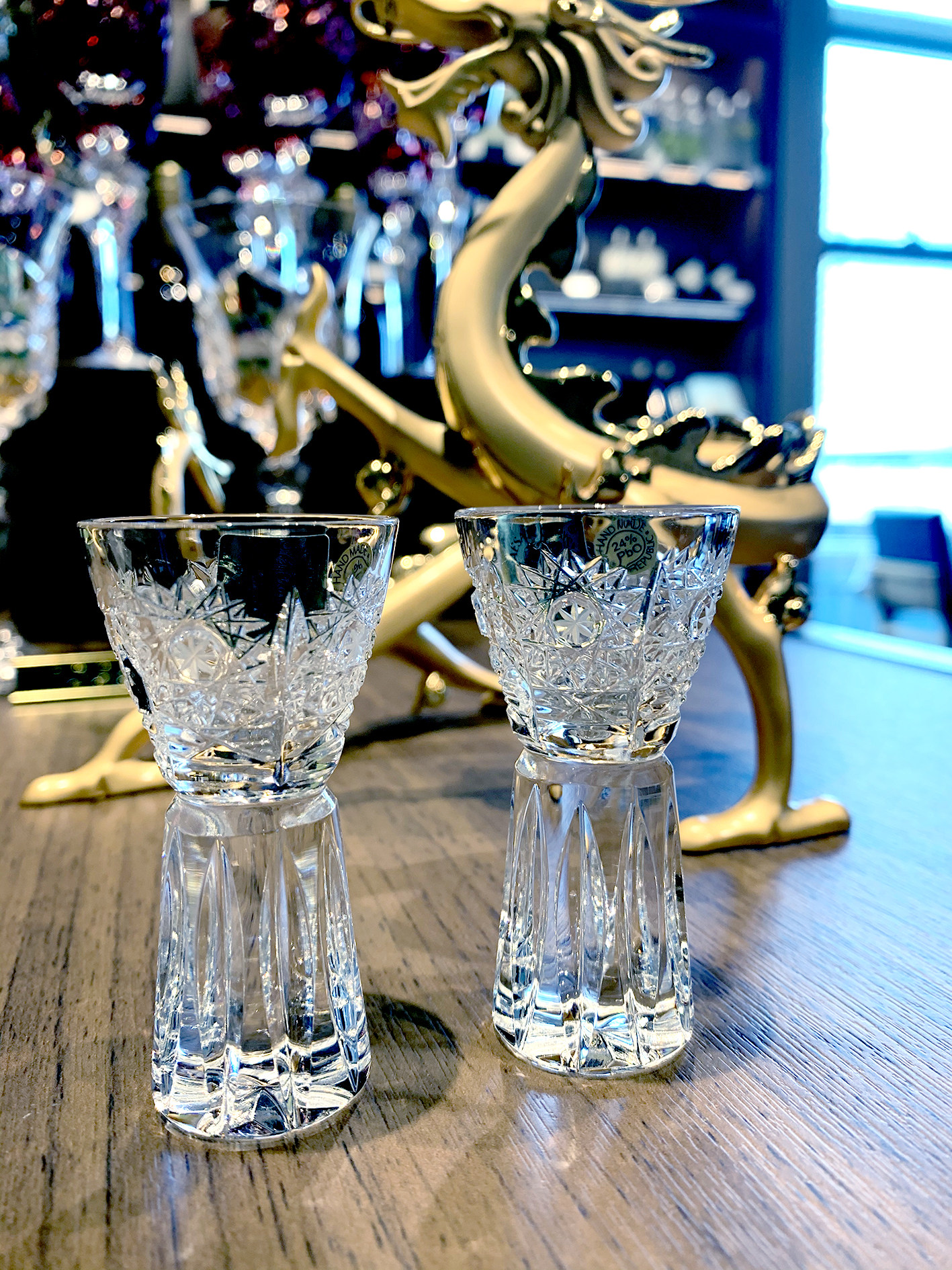 宝龙美术馆 捷克水晶 白酒杯 手工车花 艺术品 捷克进口 礼品