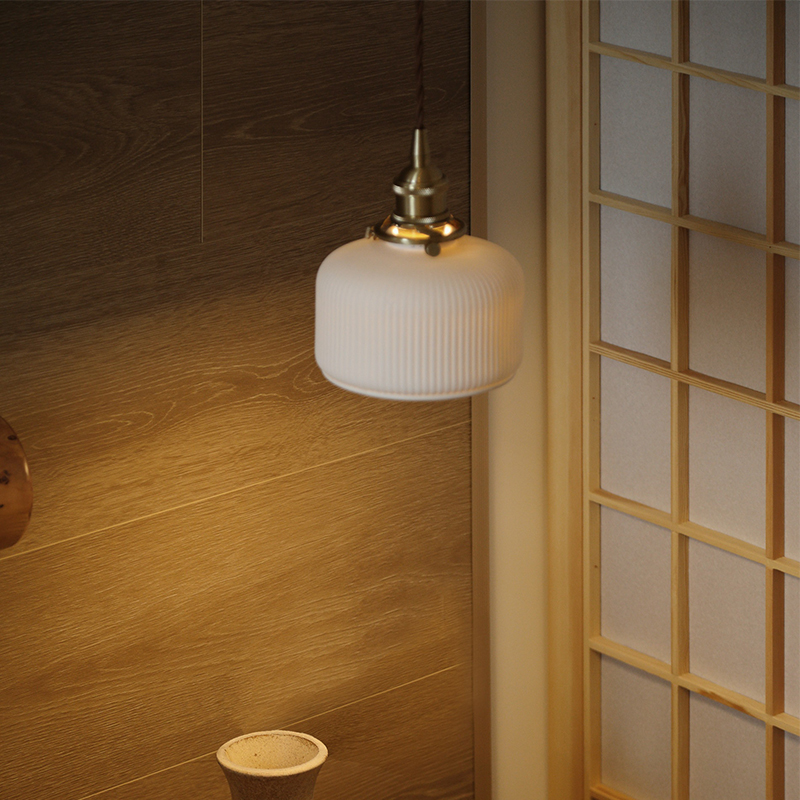 床头卧室创意个性复古全铜奶油风餐桌简约日式侘寂网红长线小吊灯