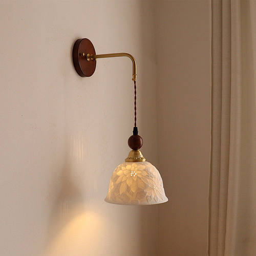 日式复古陶瓷壁灯中古风卧室床头餐厅玄关过道民宿背景墙装饰灯具