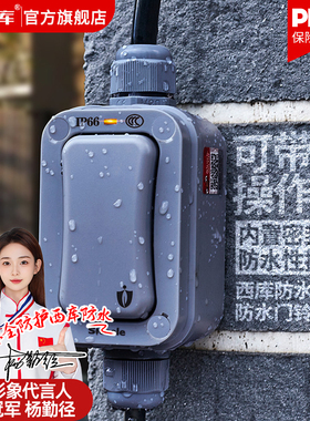 卫生间防水开关保护盖室外花园IP66户内浴室工地单开双控带指示灯