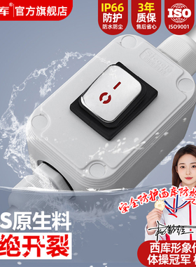 西库明装户外室外防水开关单开双开双头IP55防雨船型电源开关按钮