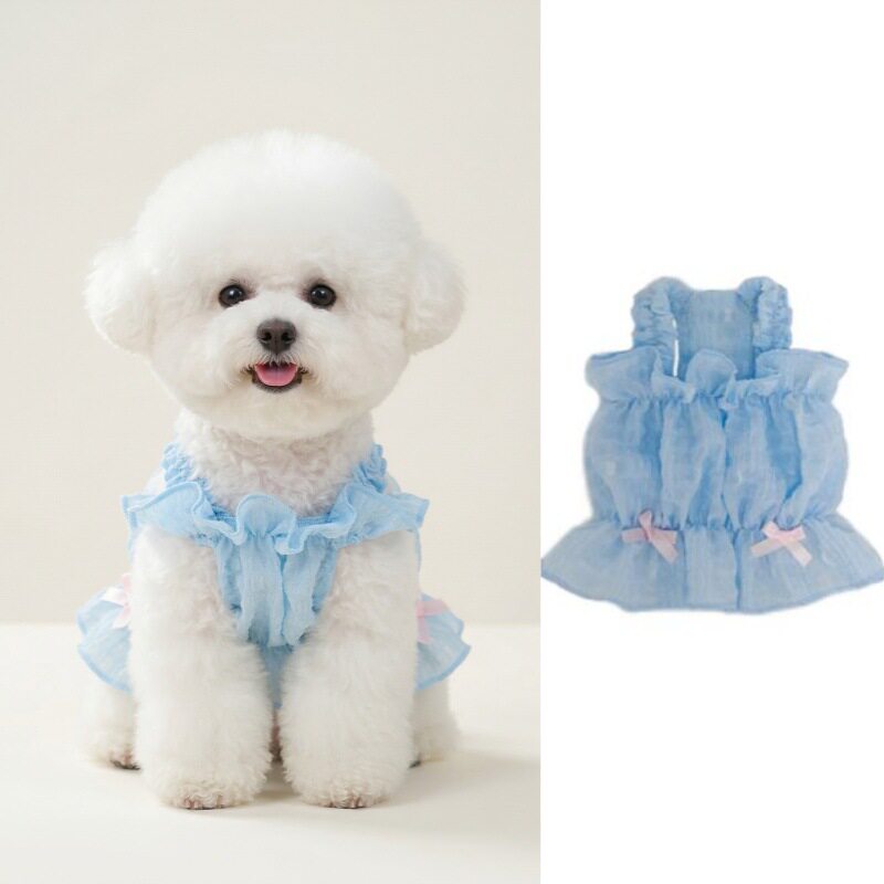 夏季薄款宠物衣服网纱公主裙狗狗猫咪衣服背心可爱泰迪比熊衣服