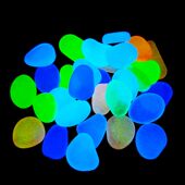 七彩卡通夜光石头荧光石鱼缸造景超亮发光装 饰摆放桌面梦幻儿童