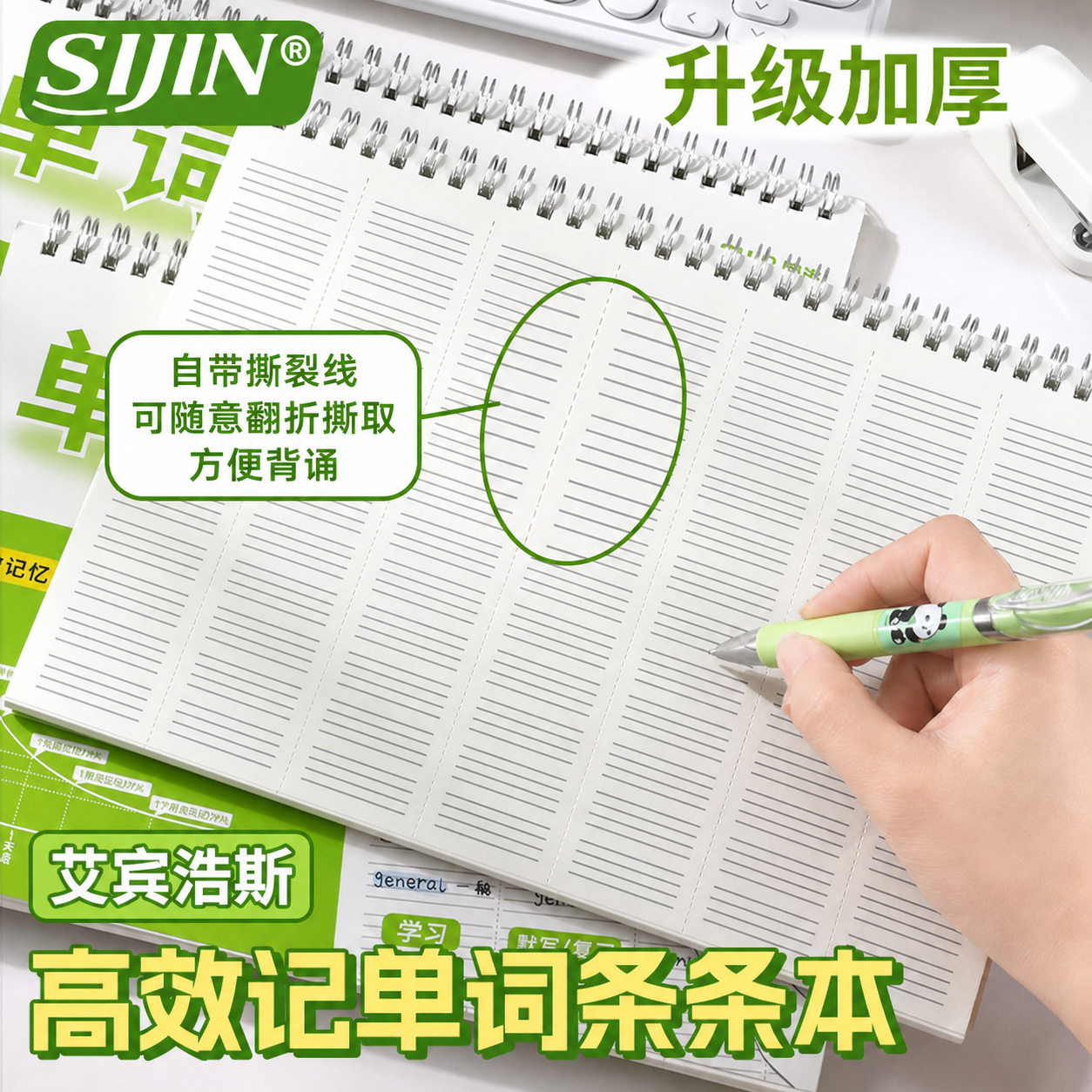 六折叠单词本可撕英文单词条条本