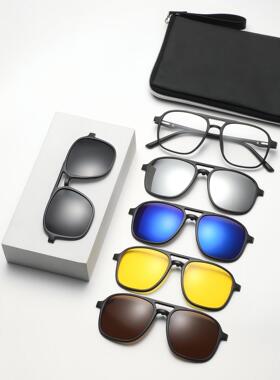 新款套镜一配五骑行墨镜可配近视