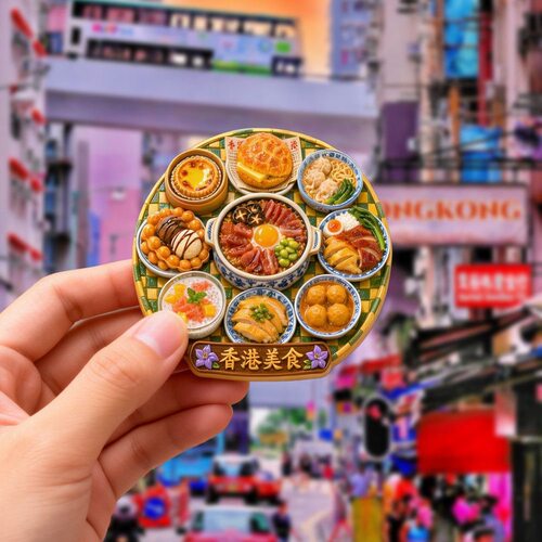 香港美食树脂浮雕磁吸冰箱贴景区