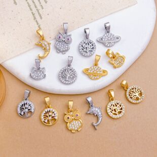 吊坠时尚大树海豚微镶锆石项链吊坠女简约气质设计感饰品配饰