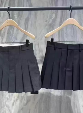 MO正品短裙2025新品含绵羊毛精纺中低腰A字压褶半身裙MBD4SKT003